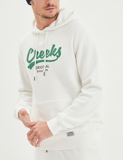 Sweat à capuche hoodie logo Creeks blanc homme