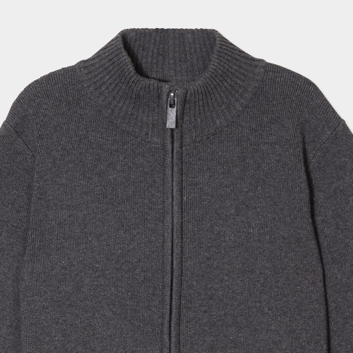 Gilet zippé col montant coton gris foncé garçon