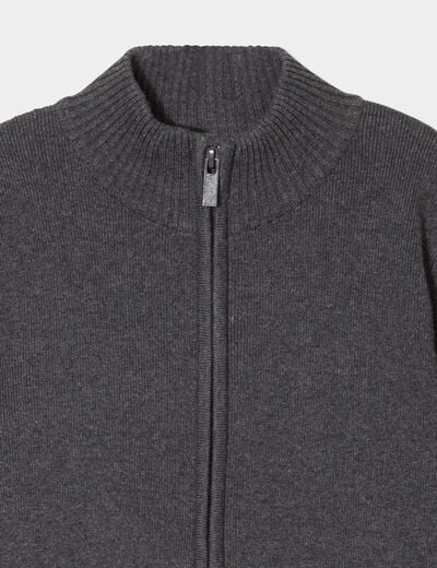 Gilet zippé col montant coton gris foncé garçon