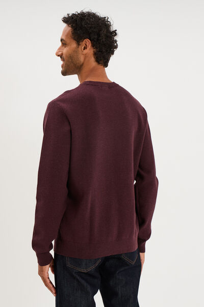 Pull col rond manches longues prune homme