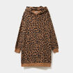 Robe sweat &agrave; capuche camel femme