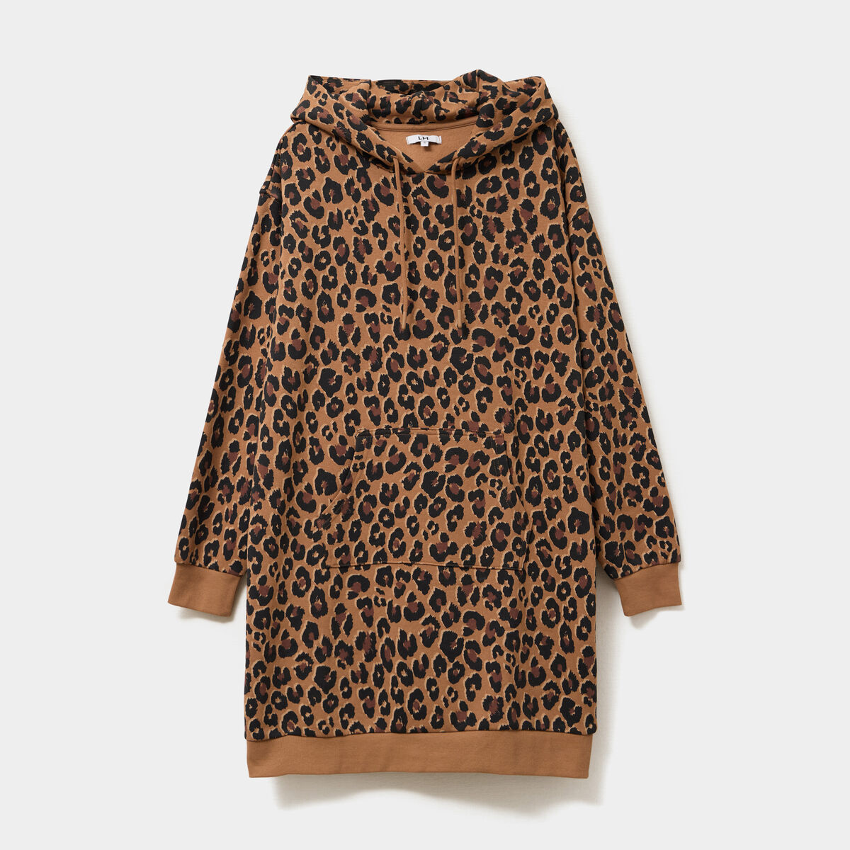 Robe sweat &agrave; capuche camel femme