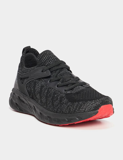 Baskets running lacets élastiqués noir garçon