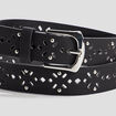 Ceinture perforée avec clous noir femme