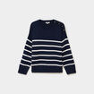 Pull marini&egrave;re boutons &eacute;paule bleu marine femme