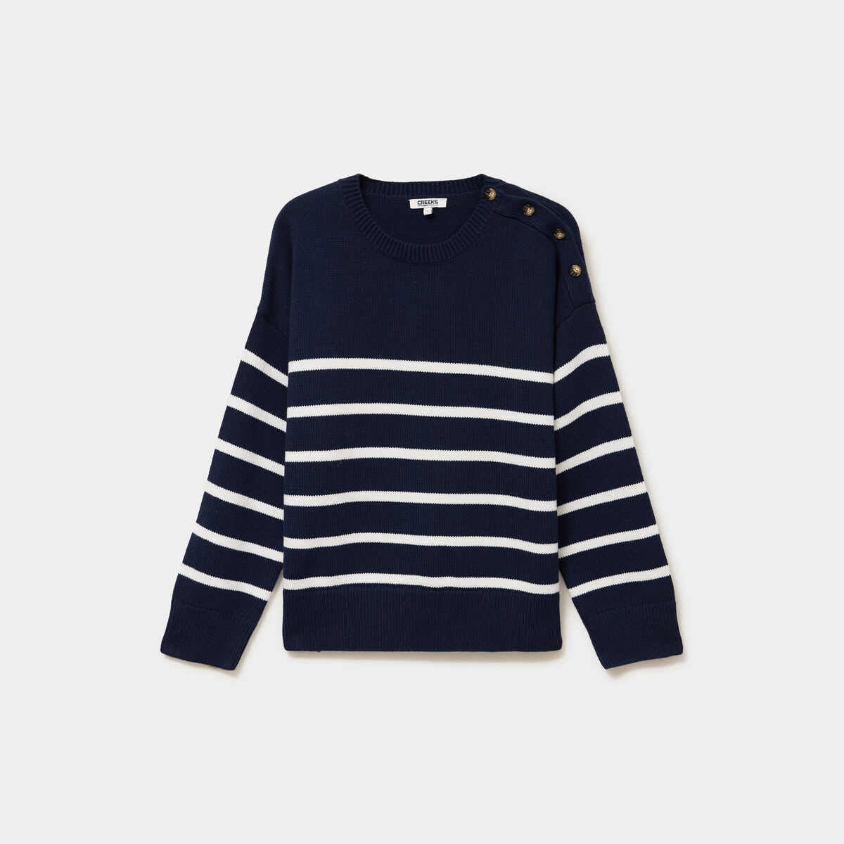 Pull marini&egrave;re boutons &eacute;paule bleu marine femme