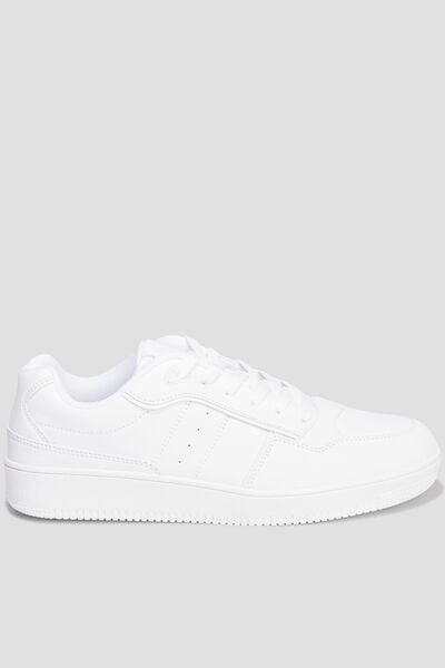 Baskets basses &agrave; lacets blanc homme