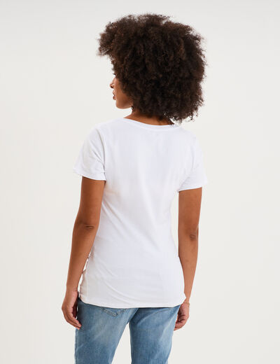 T-shirt grossesse manches courtes coton blanc femme maternit&eacute;
