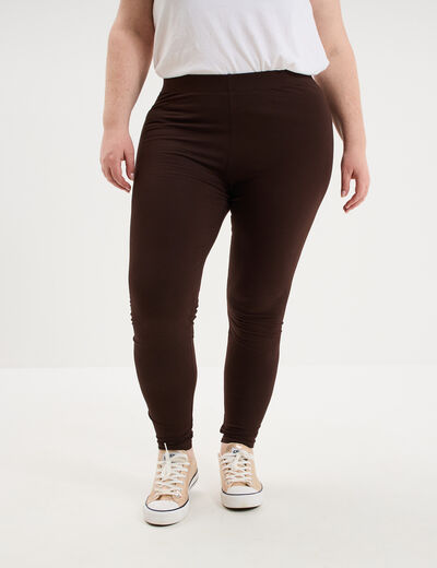 Legging avec taille &eacute;lastiqu&eacute;e marron fonc&eacute; femme grande taille
