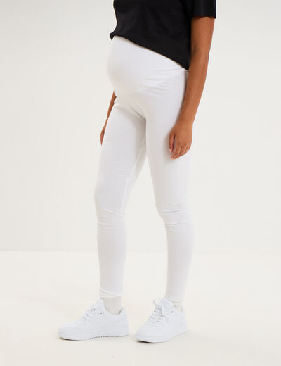 Legging grossesse en coton blanc femme maternit&eacute;