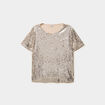 T-shirt &agrave; sequins manches courtes jaune or femme grande taille