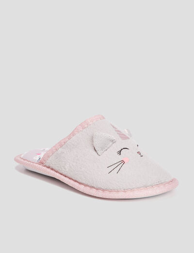 Chaussons mules chat gris fille