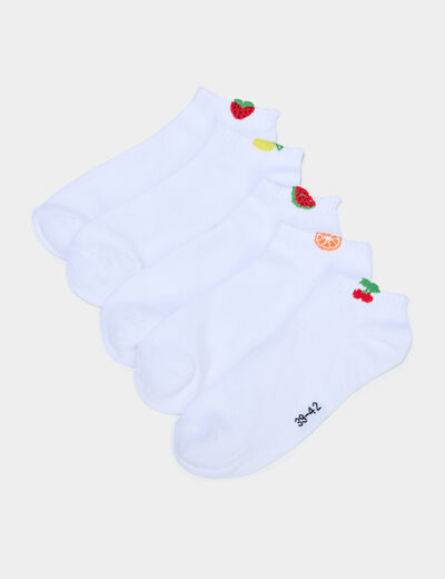 Lot 5 paires chaussettes invisibles blanc femme