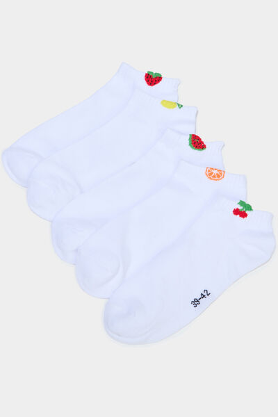 Lot 5 paires chaussettes invisibles blanc femme