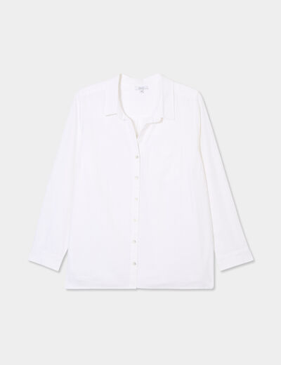 Chemise oversize lin mélangé blanc femme grande taille