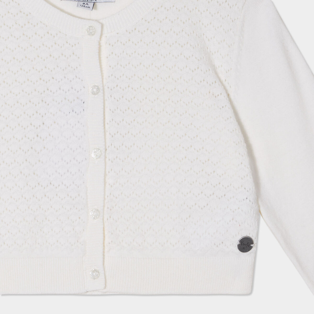 Gilet manches longues ivoire fille