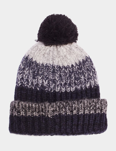 Bonnet avec pompon multicolore garçon