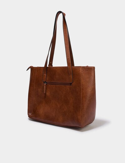 Sac cabas port&eacute;-&eacute;paule marron cognac femme