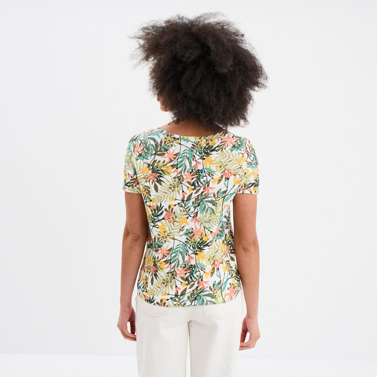 T-shirt taille effet noué coton blanc femme