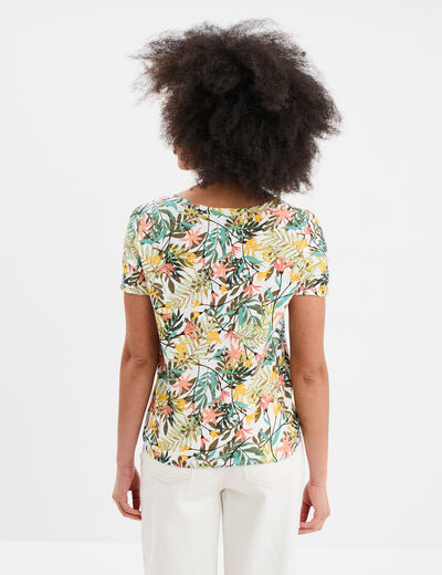 T-shirt taille effet noué coton blanc femme