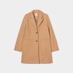 Manteau doublé long droit boutonné marron clair femme