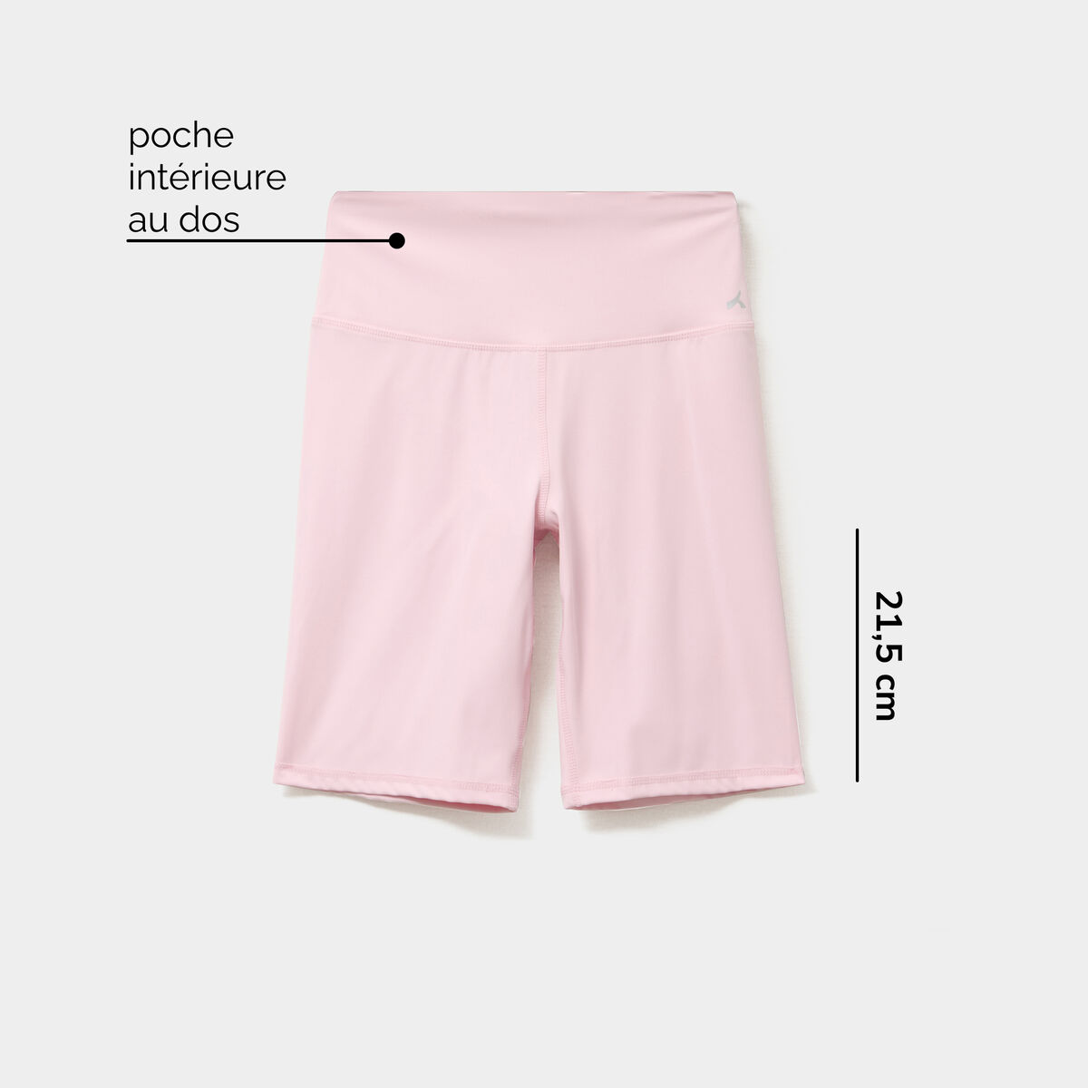 Short cycliste de sport taille haute rose clair femme