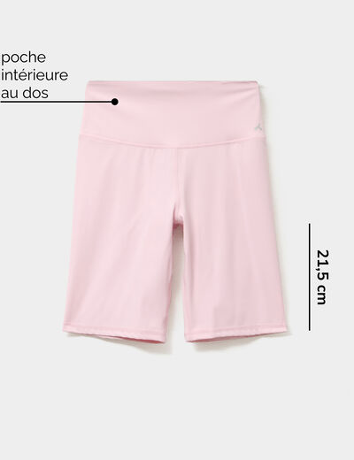 Short cycliste de sport taille haute rose clair femme