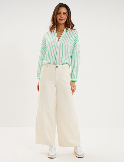 Blouse manches longues ample coton blanc femme