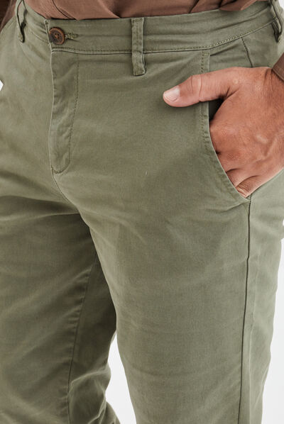 Pantalon chino vert kaki homme