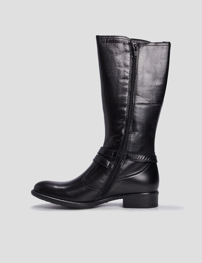 Bottes en cuir avec brides noir fille