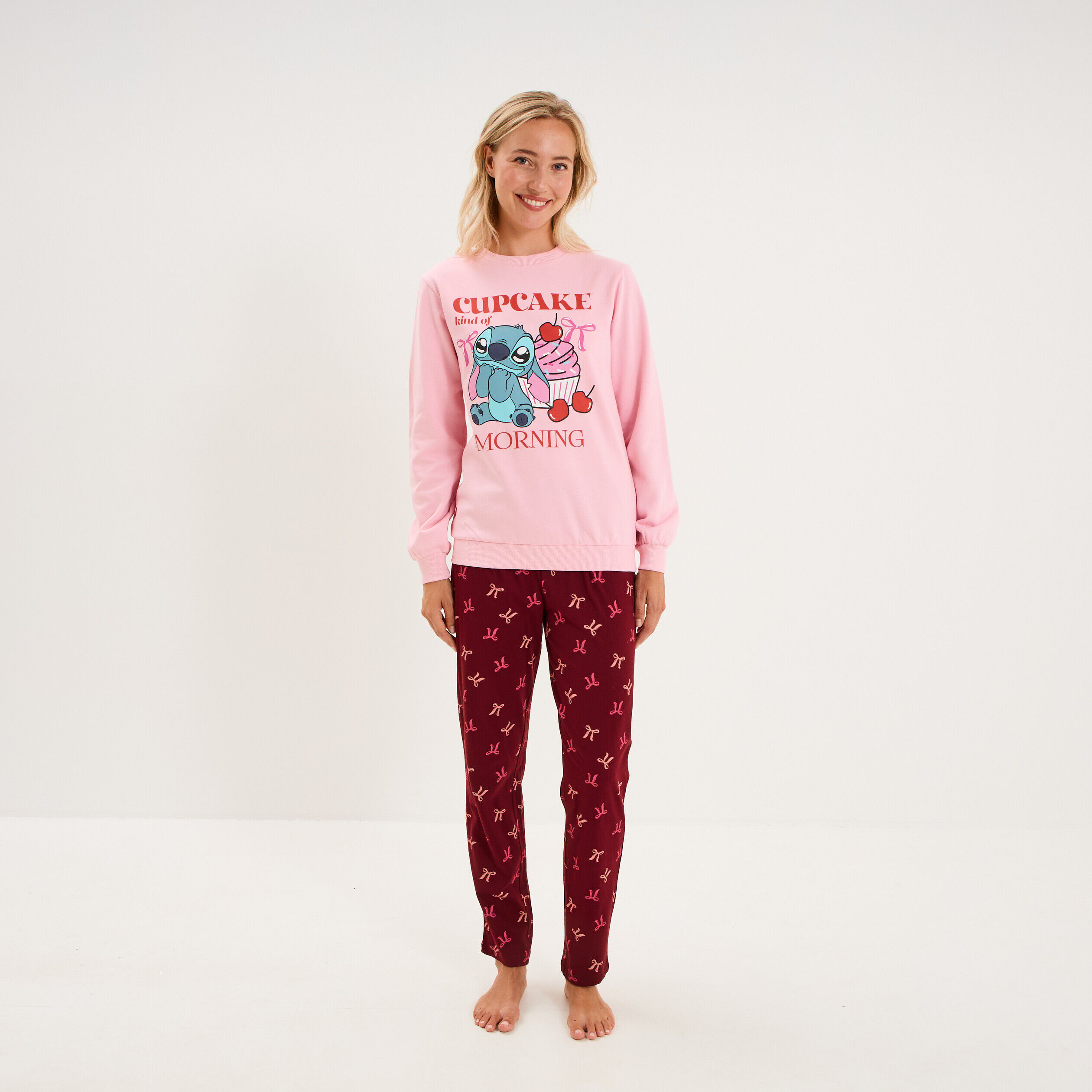 Ensemble pyjama 2 pièces Stitch rose femme