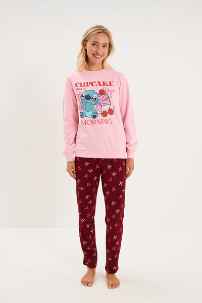 Ensemble pyjama 2 pi&egrave;ces Stitch rose femme
