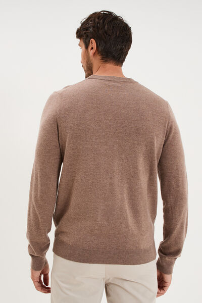 Pull col rond manches longues gris homme