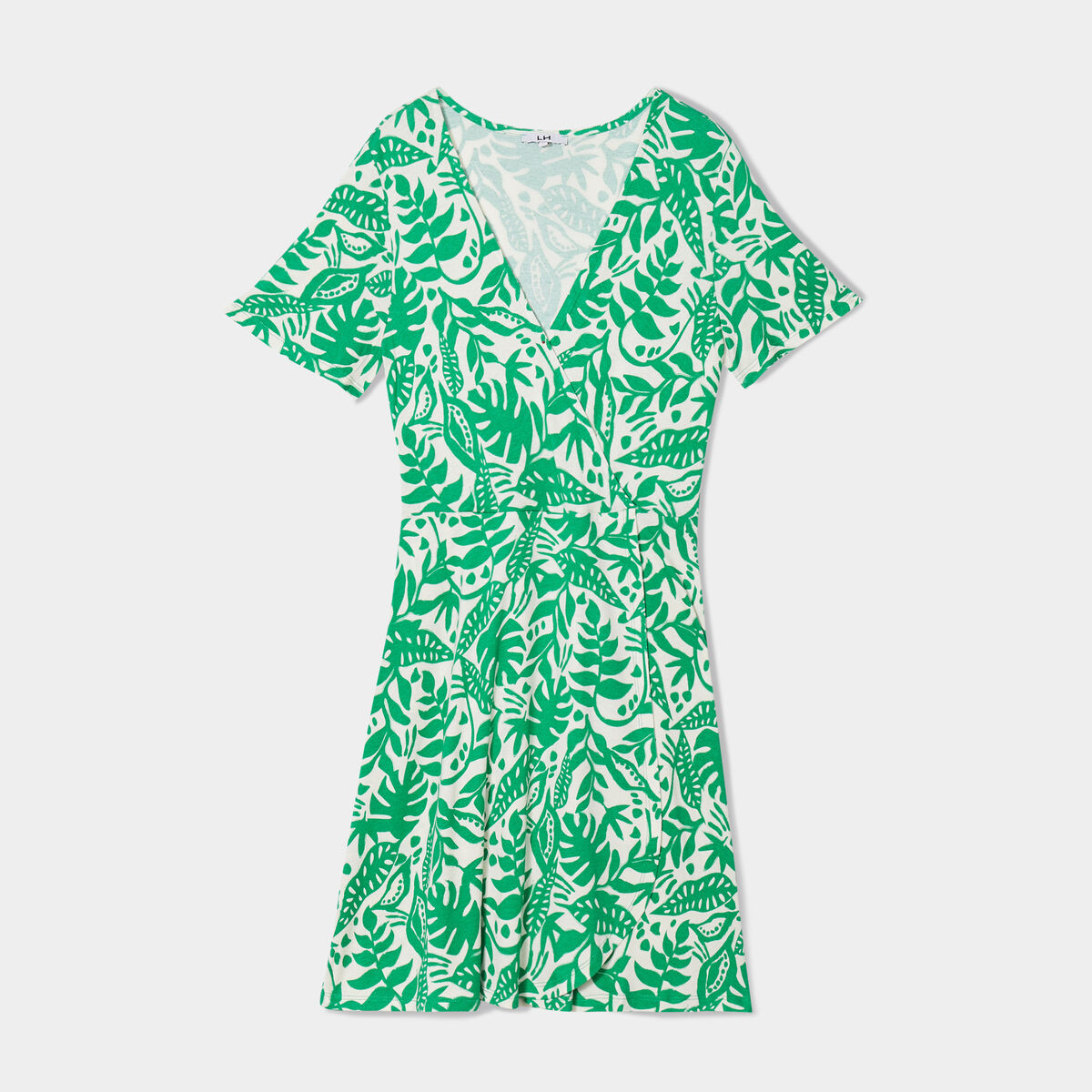 Robe patineuse manches courtes vert femme