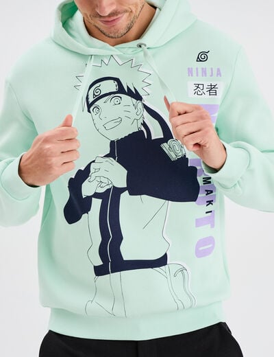 Sweat hoodie à capuche Naruto vert pastel homme