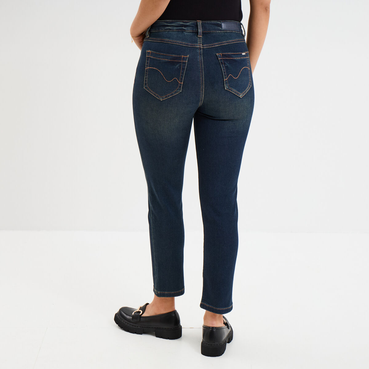 Jean stretch slim 7/8 &egrave;me denim dirty femme