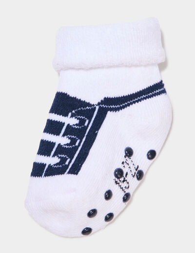 Chaussettes bottons en coton majoritaire bleu marine b&eacute;b&eacute; gar&ccedil;on