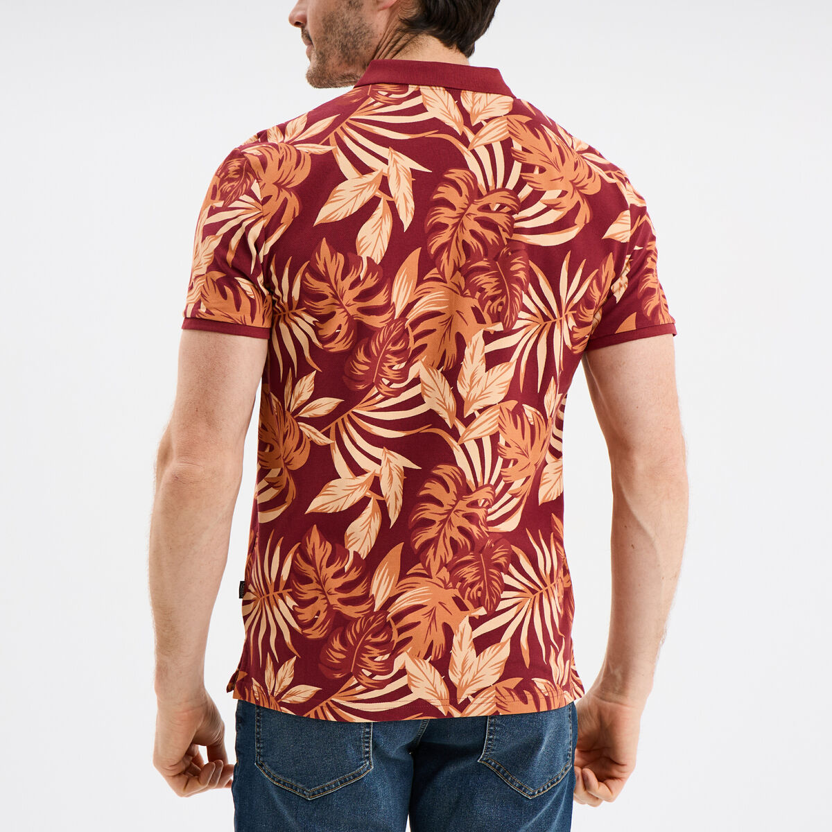 Polo jersey coton manches courtes bordeaux homme