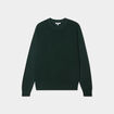 Pull col rond coton manches longues vert foncé homme
