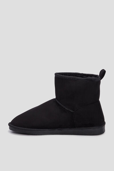 Bottines fourrées plates noir femme