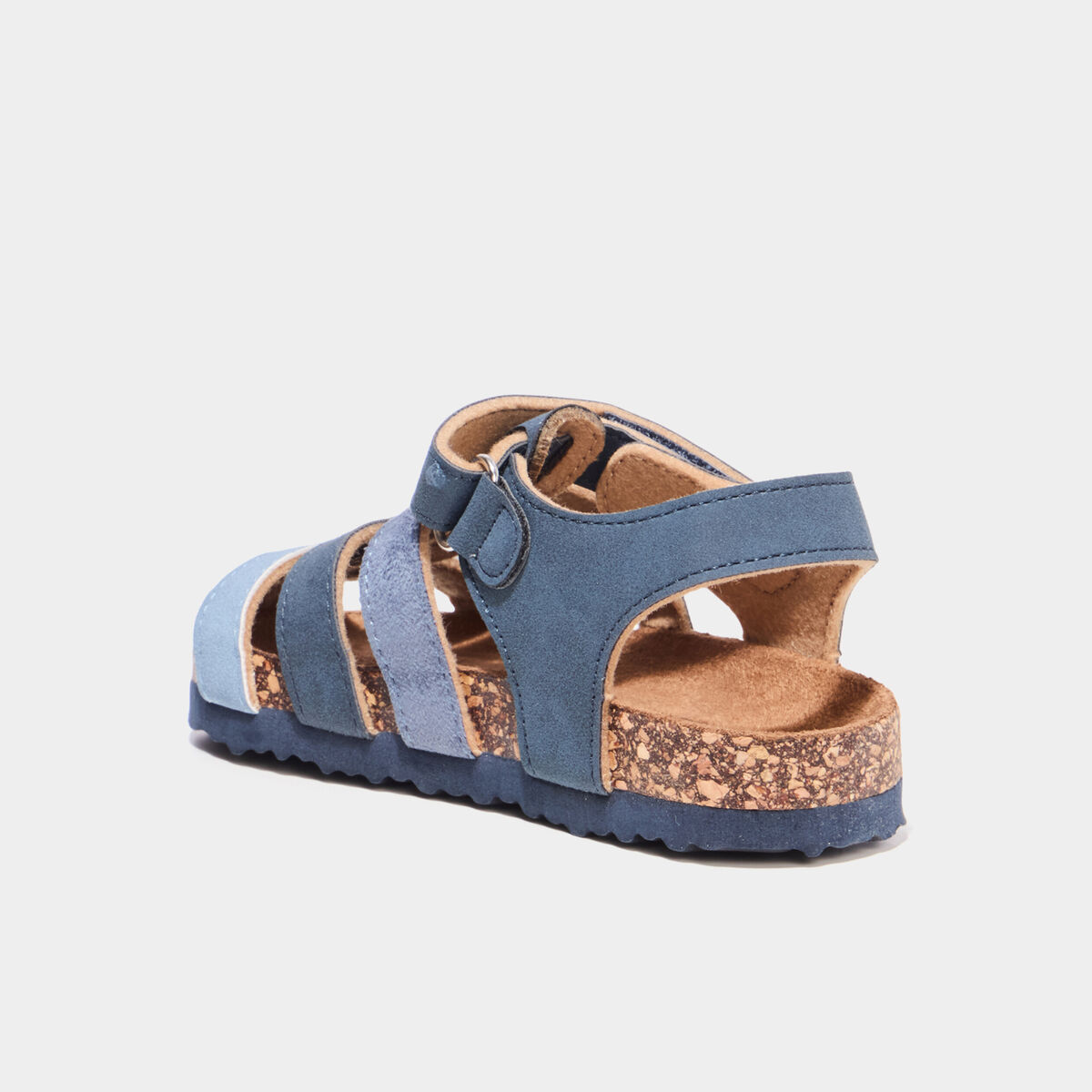 Sandales bout ferm&eacute; avec scratchs bleu marine gar&ccedil;on