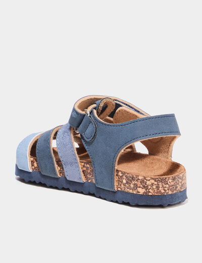 Sandales bout ferm&eacute; avec scratchs bleu marine gar&ccedil;on