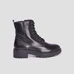 Bottines crant&eacute;es &agrave; lacets en cuir noir femme