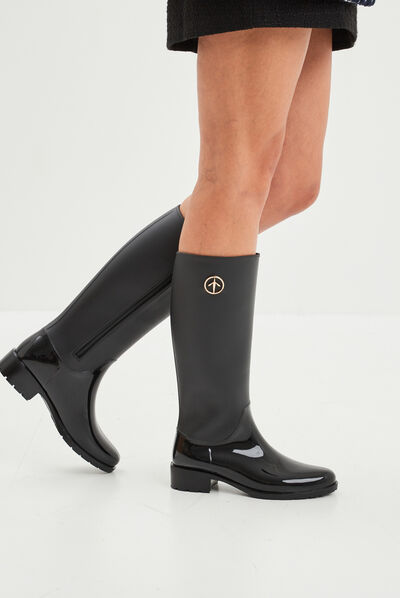 Bottes de pluie cavalières Mosquitos noir femme