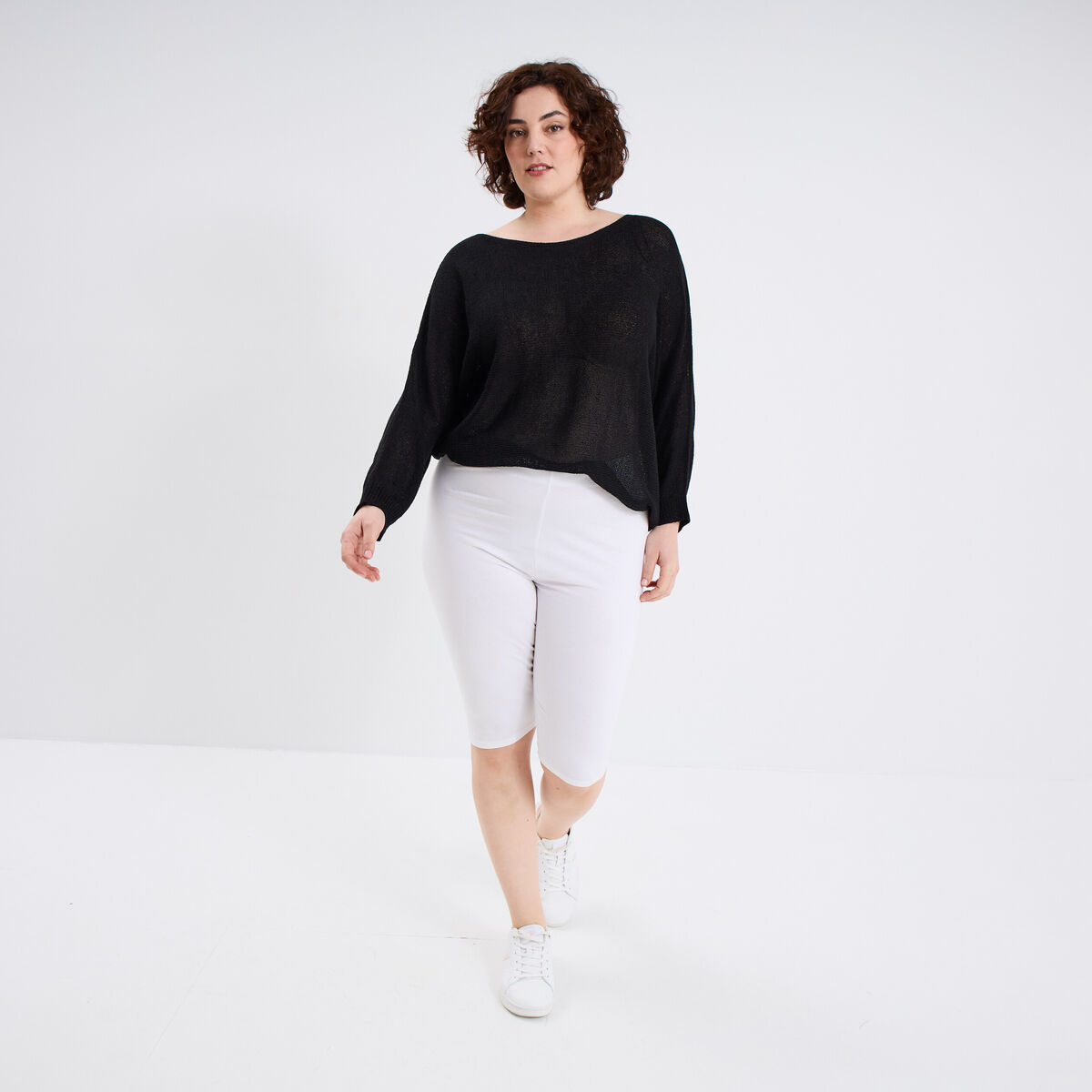 Short legging cycliste coton blanc femme grande taille