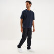 T-shirt col rond droit relax fit bleu marine homme