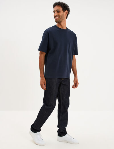 T-shirt col rond droit relax fit bleu marine homme