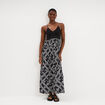 Robe longue buste effet crochet noir femme