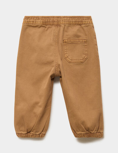 Pantalon jogger bas &eacute;lastiqu&eacute; coton marron b&eacute;b&eacute; gar&ccedil;on