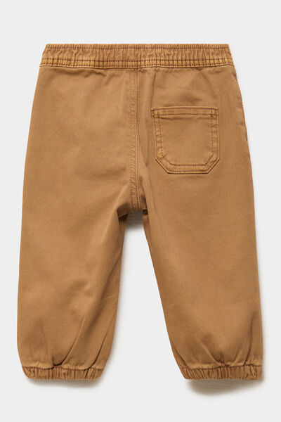 Pantalon jogger bas &eacute;lastiqu&eacute; coton marron b&eacute;b&eacute; gar&ccedil;on